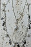 Pearl Droplets Multi Layered Necklace Silver /38=